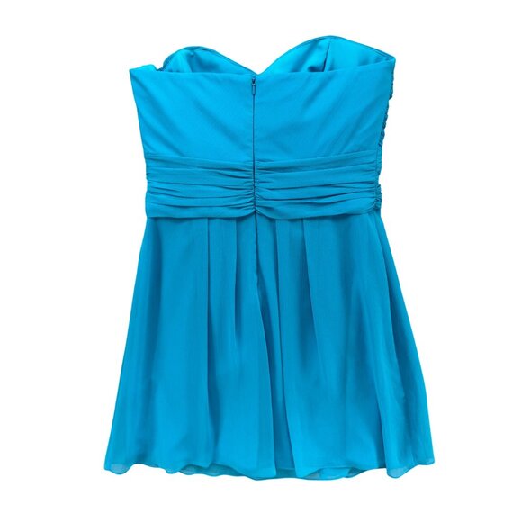 Davids Bridal Strapless Crinkle Chiffon Dress Malibu Front Cascade Size 10 - Picture 15 of 16